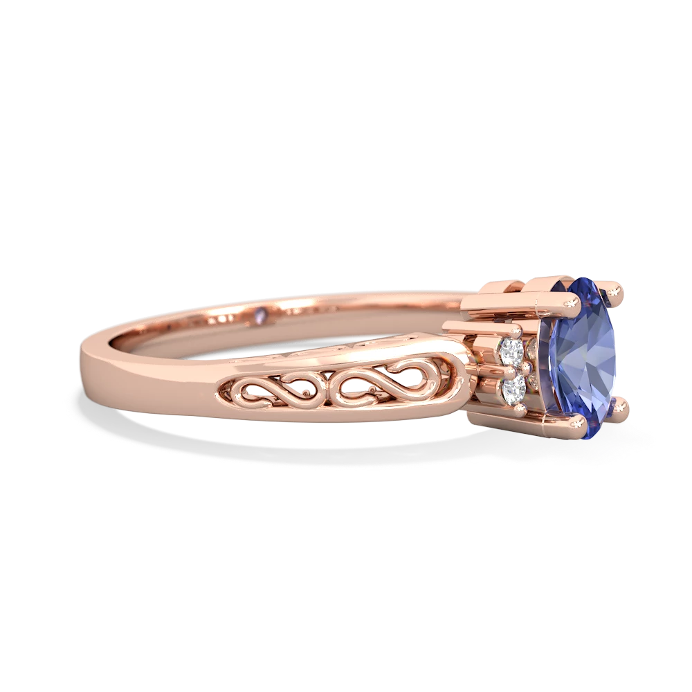 Tanzanite Filligree Scroll Oval 14K Rose Gold ring R0812