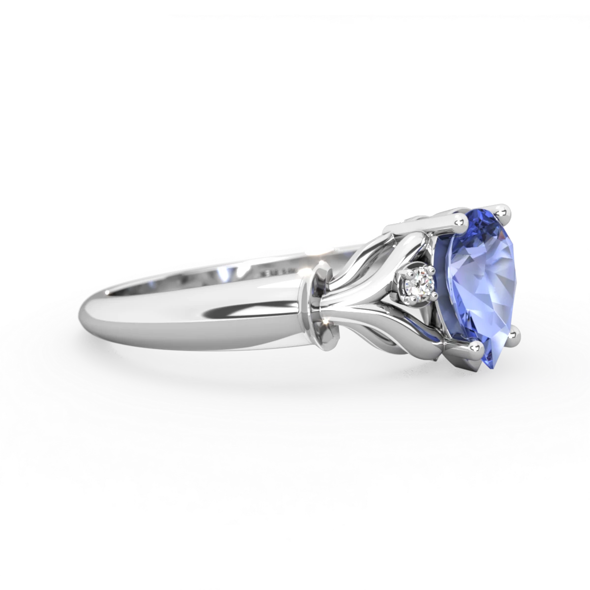 Tanzanite Precious Pear 14K White Gold ring R0826