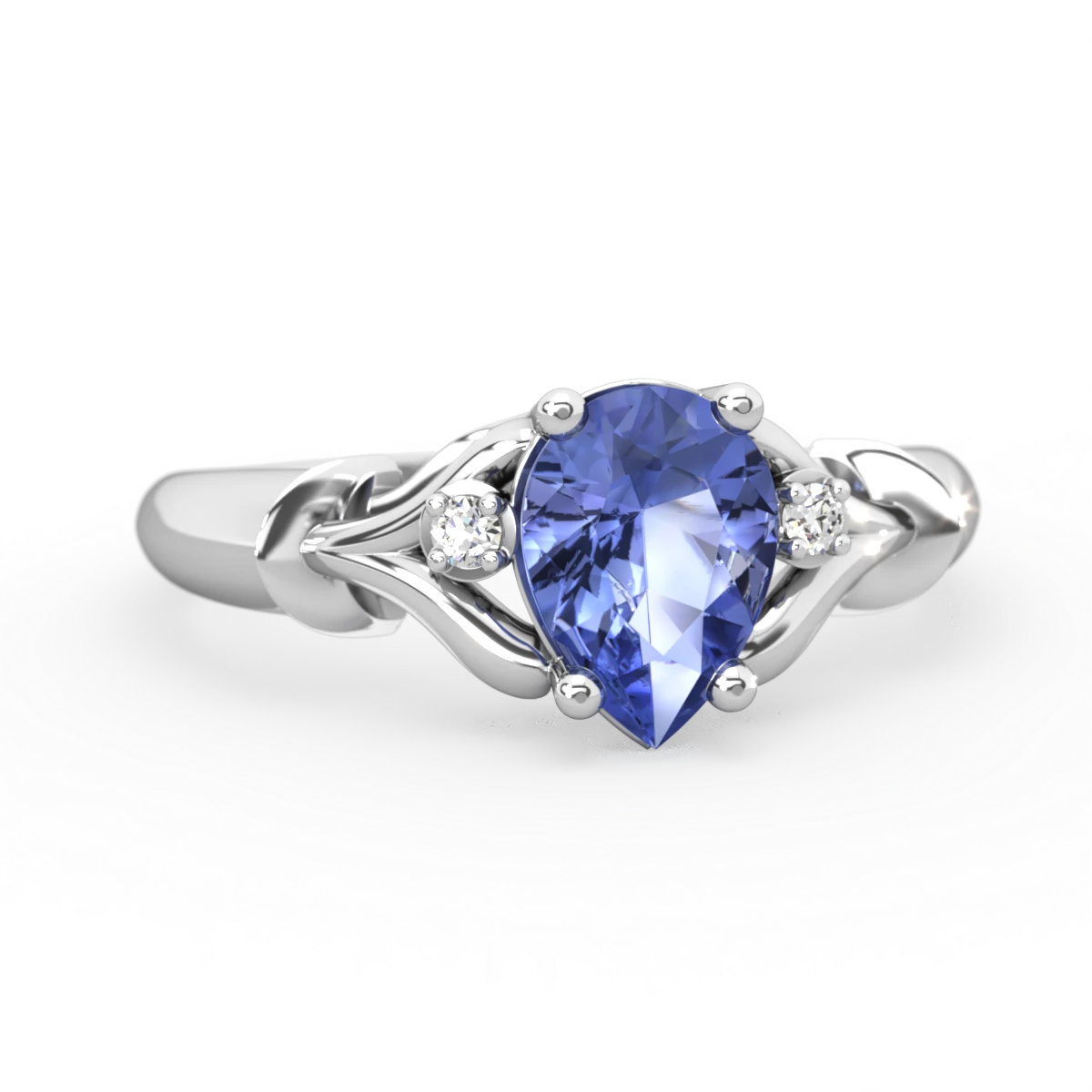 Tanzanite Precious Pear 14K White Gold ring R0826