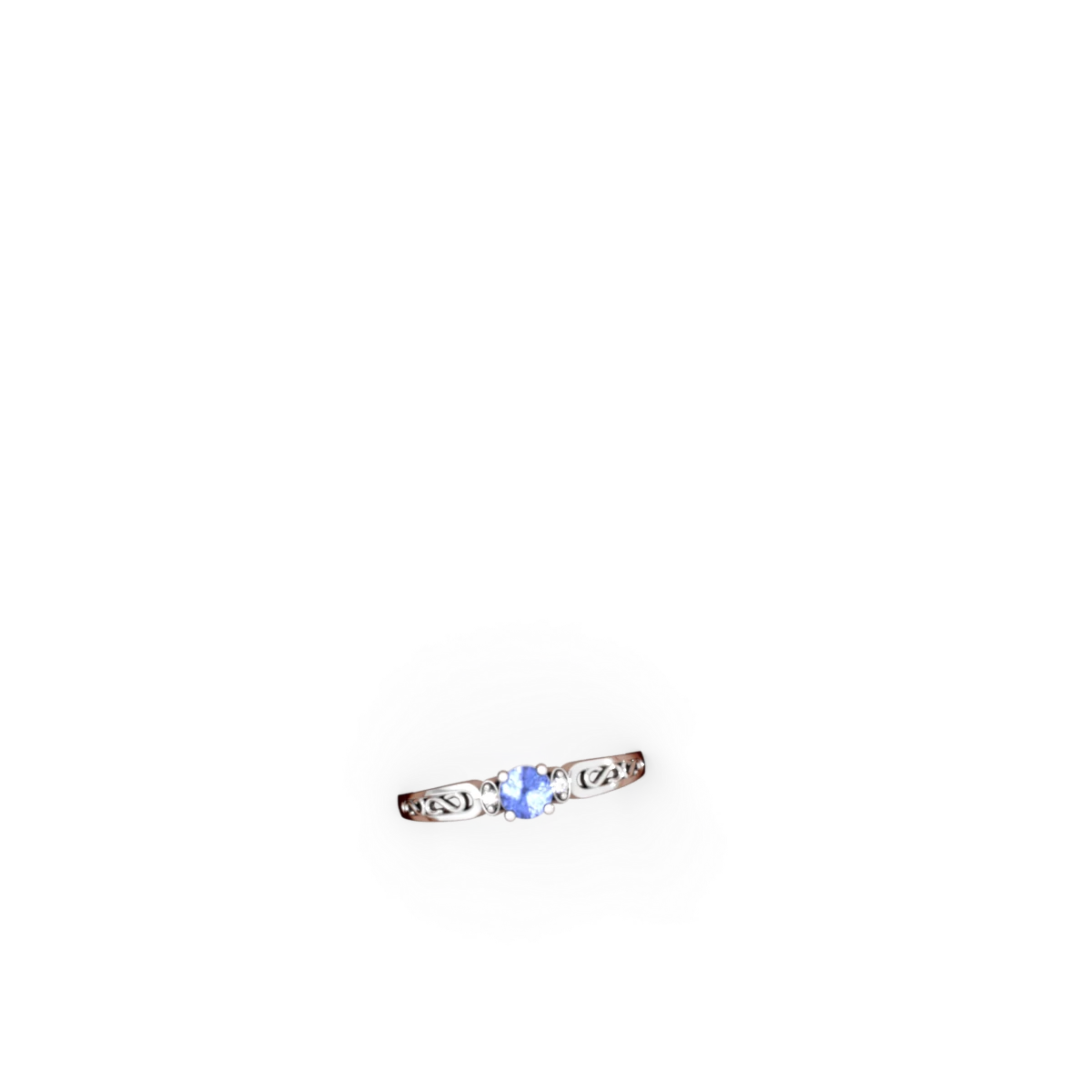 Tanzanite Filligree Scroll Round 14K White Gold ring R0829