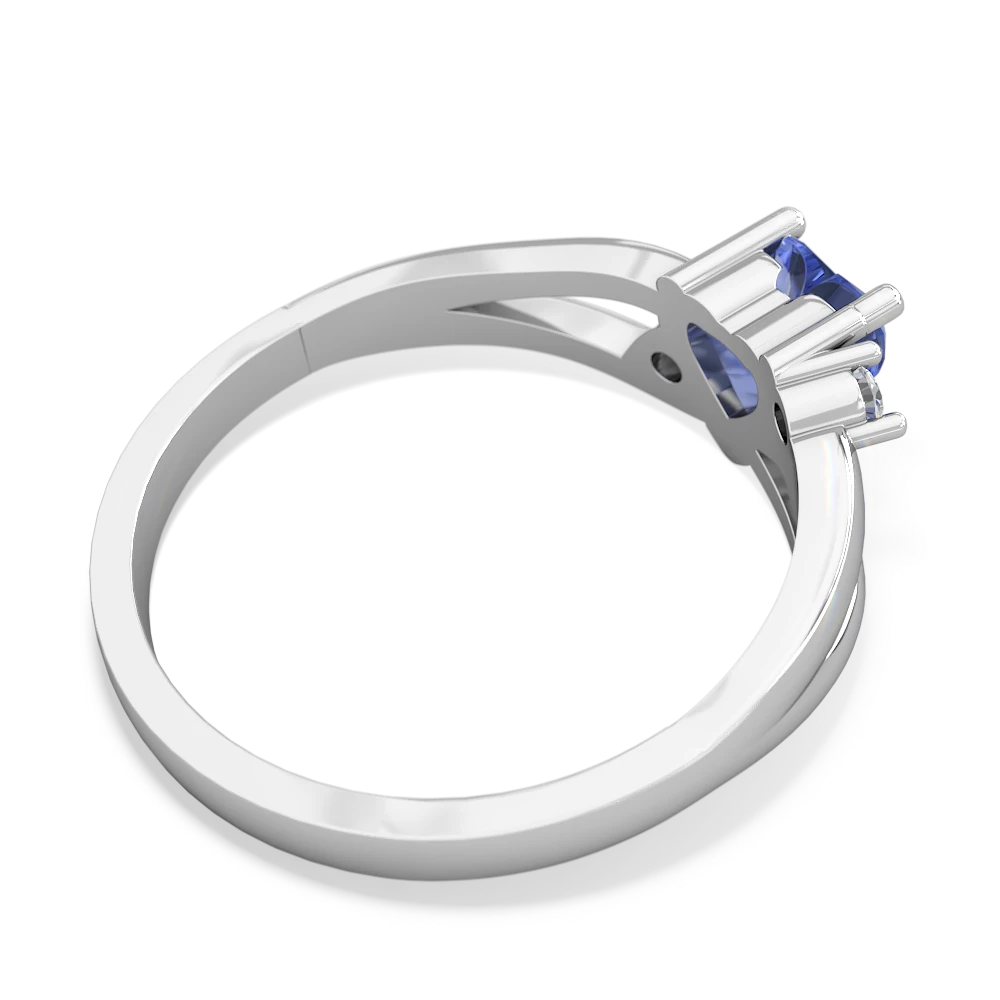 Tanzanite Split Band Swirl 14K White Gold ring R2130