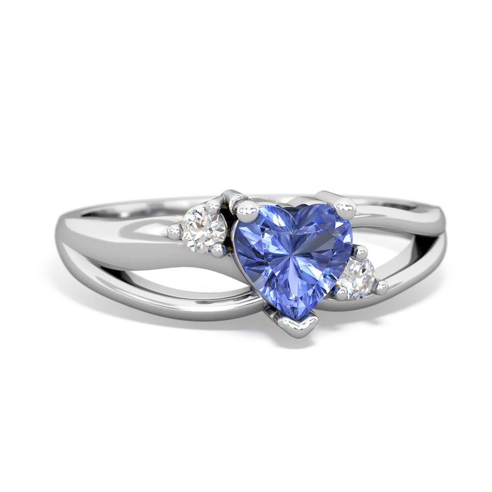 Tanzanite Split Band Swirl 14K White Gold ring R2130