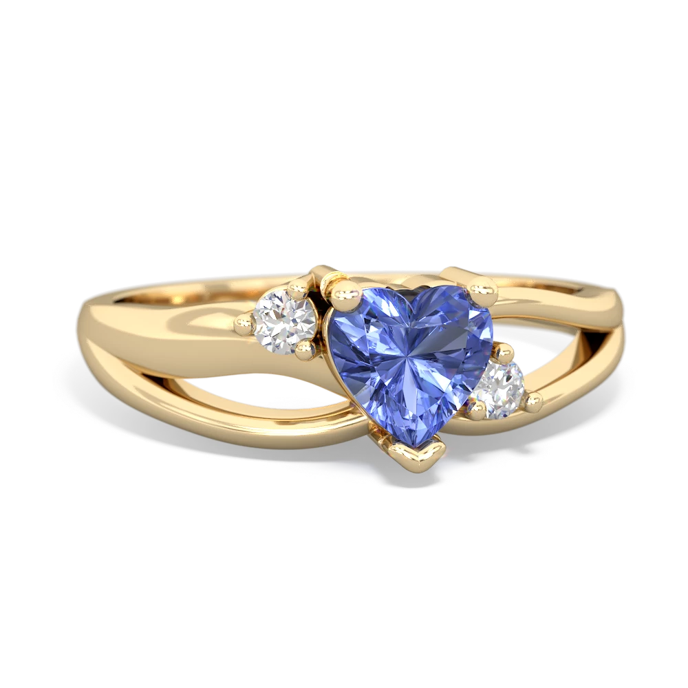 Tanzanite Split Band Swirl 14K Yellow Gold ring R2130