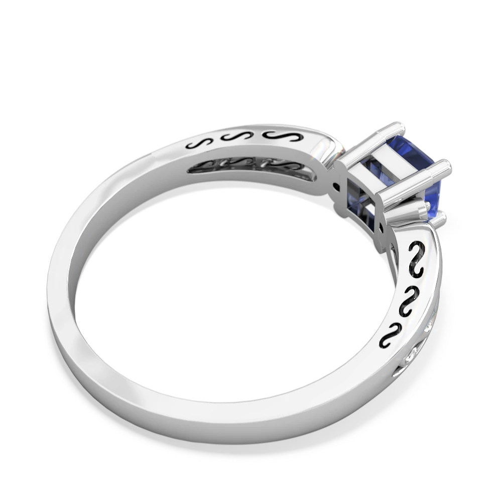 Tanzanite Filligree Scroll Square 14K White Gold ring R2430