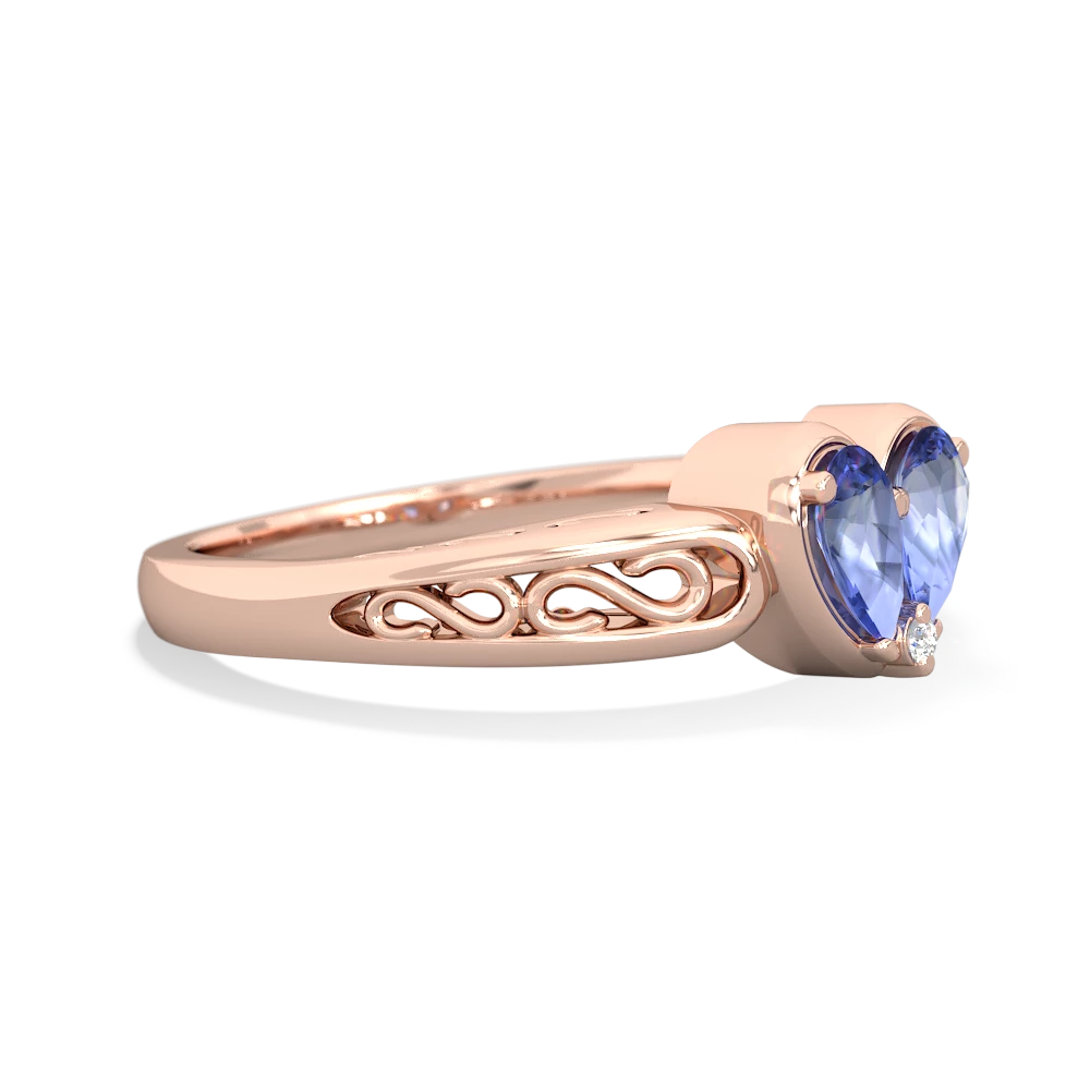 Tanzanite Filligree 'One Heart' 14K Rose Gold ring R5070