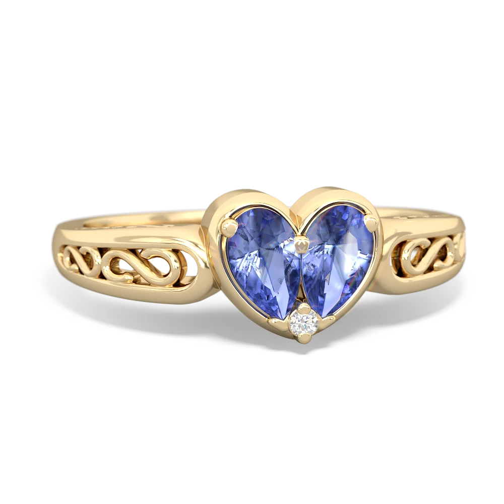 Tanzanite Filligree 'One Heart' 14K Yellow Gold ring R5070