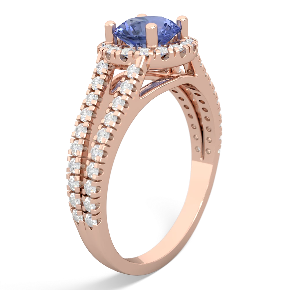 Tanzanite Pave Halo 14K Rose Gold ring R5490