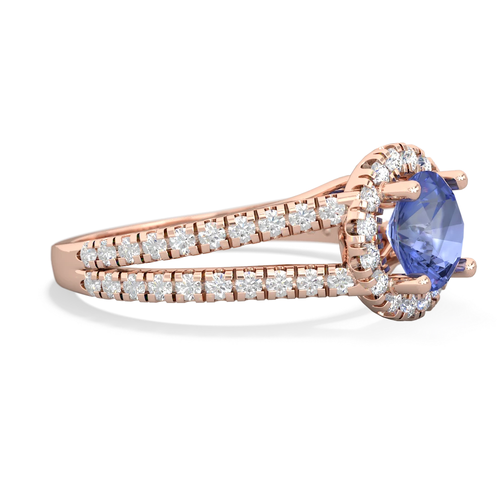 Tanzanite Pave Halo 14K Rose Gold ring R5490