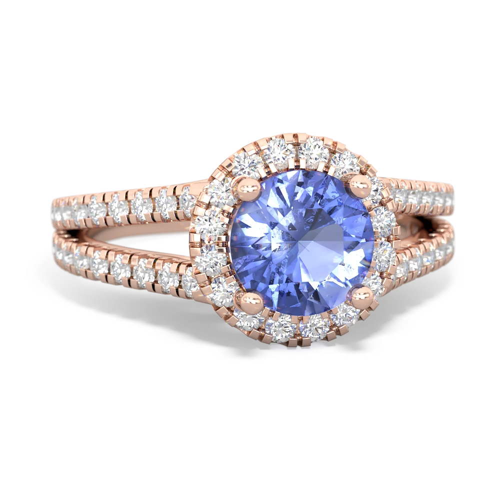 Tanzanite Pave Halo 14K Rose Gold ring R5490