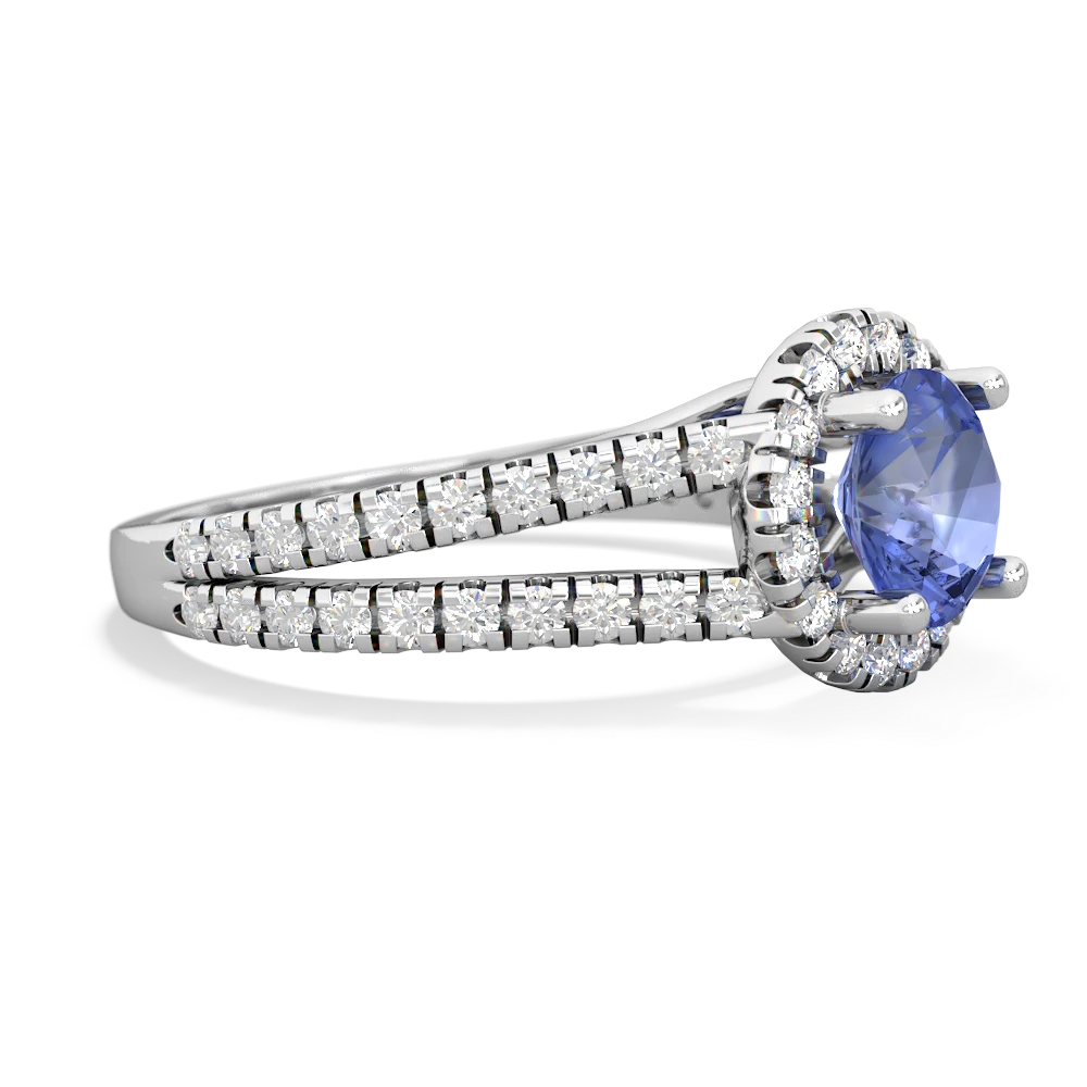 Tanzanite Pave Halo 14K White Gold ring R5490