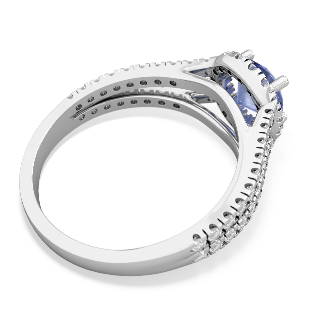 Tanzanite Pave Halo 14K White Gold ring R5490
