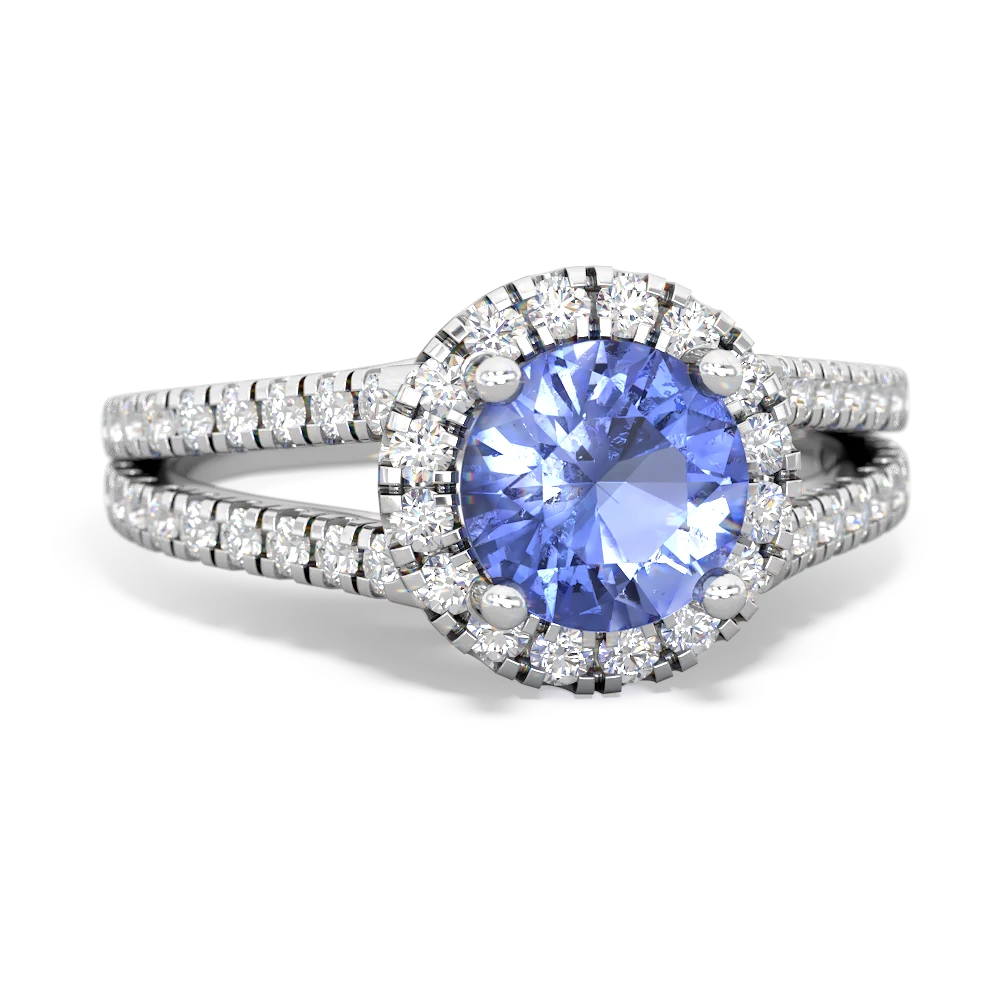 Tanzanite Pave Halo 14K White Gold ring R5490