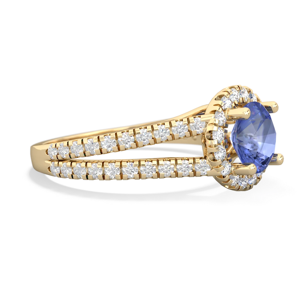 Tanzanite Pave Halo 14K Yellow Gold ring R5490