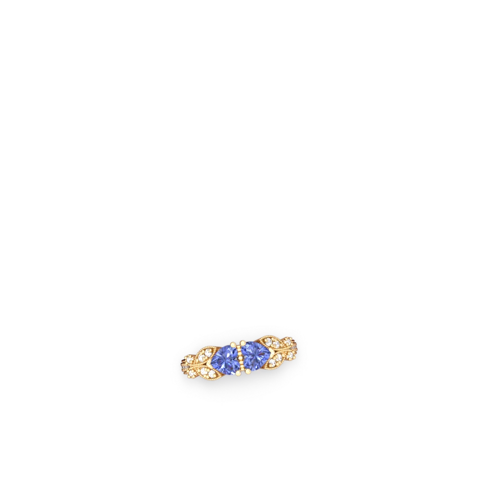 Tanzanite Diamond Butterflies 14K Yellow Gold ring R5601