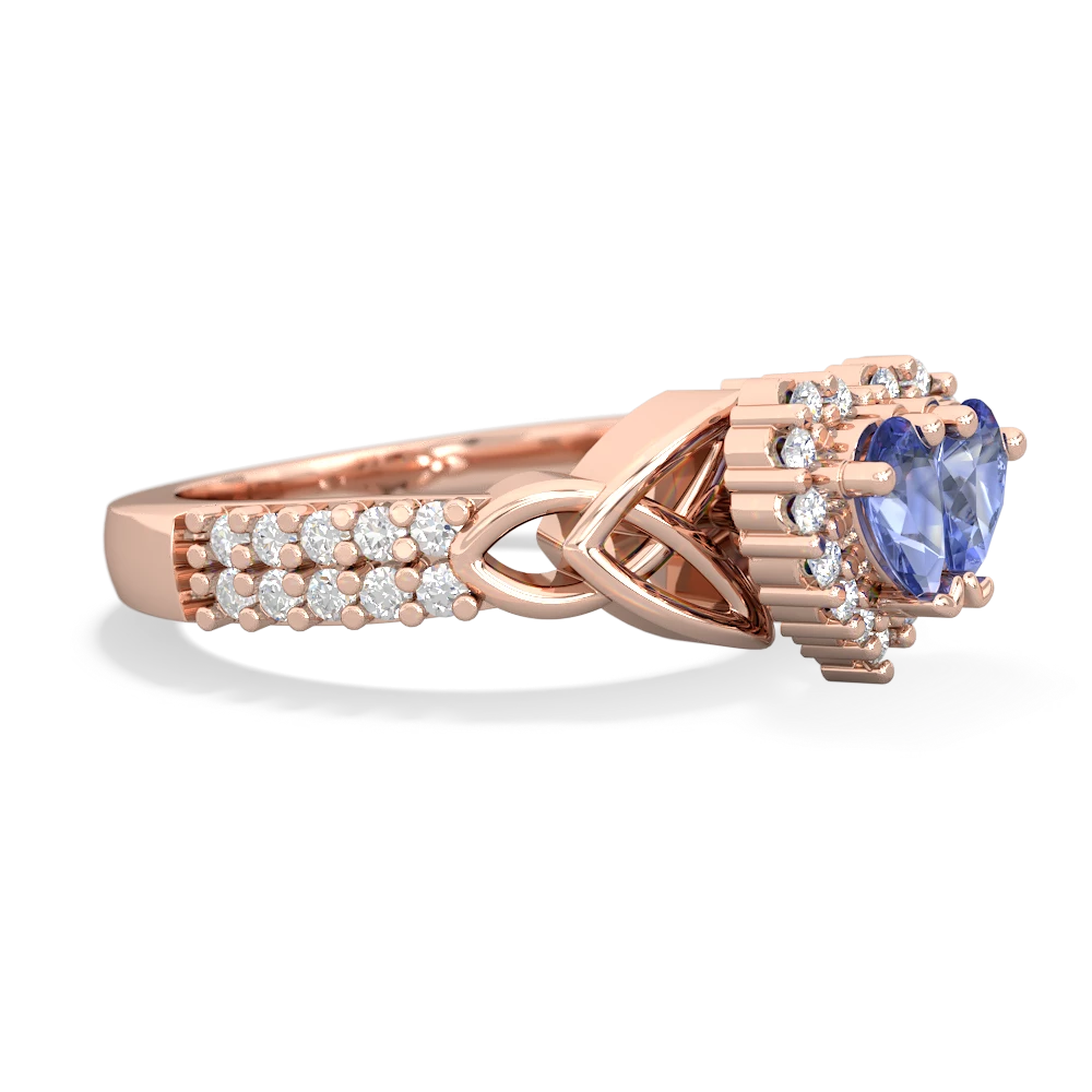 Tanzanite Celtic Knot Two Hearts As One 14K Rose Gold ring R2644HRT