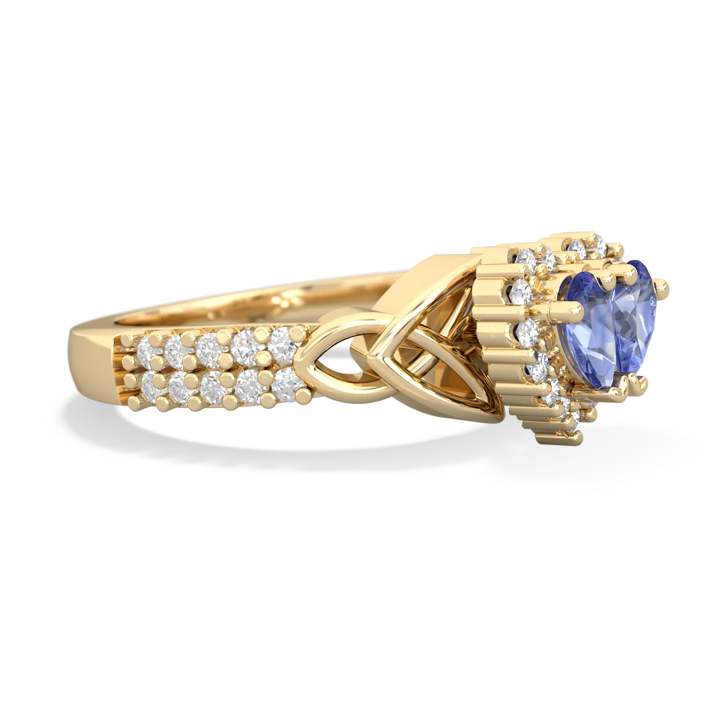 Tanzanite Celtic Knot Two Hearts As One 14K Yellow Gold ring R2644HRT