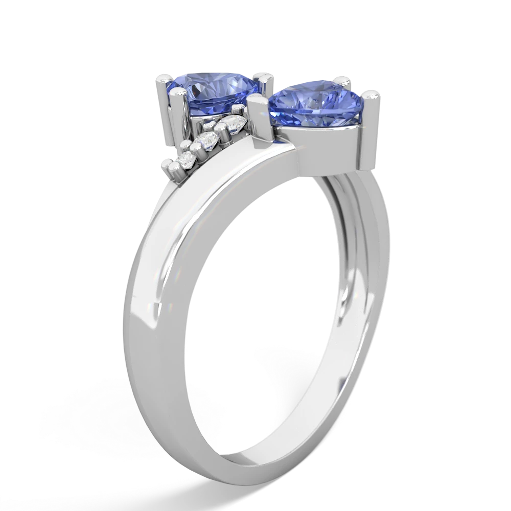 Tanzanite Heart To Heart 14K White Gold ring R2064