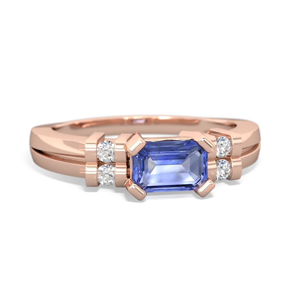 Tanzanite Art Deco East-West 14K Rose Gold ring R2590