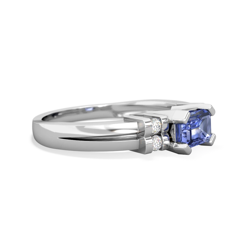 Tanzanite Art Deco East-West 14K White Gold ring R2590