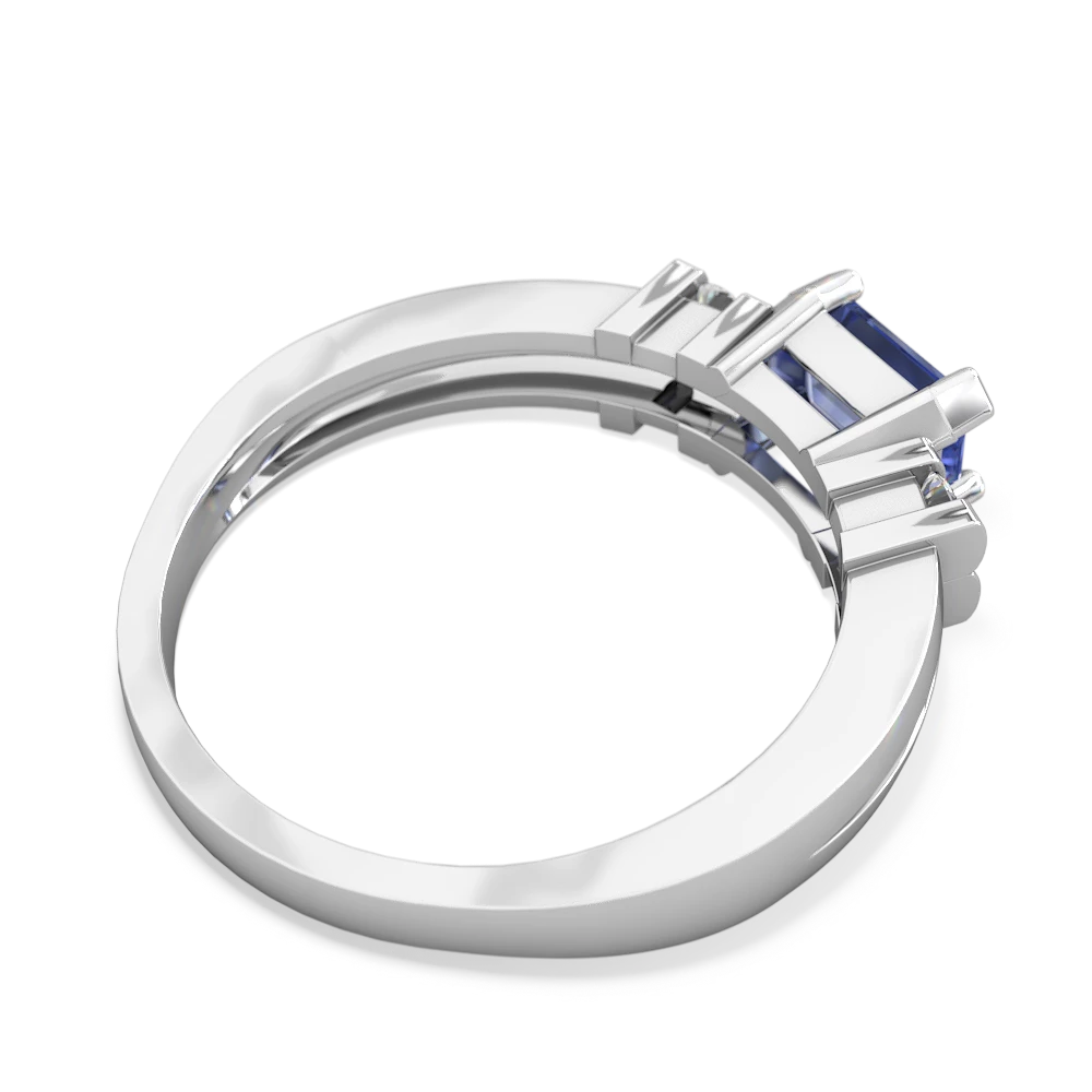 Tanzanite Art Deco East-West 14K White Gold ring R2590