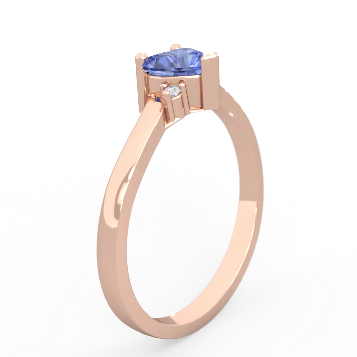 Tanzanite Delicate Heart 14K Rose Gold ring R0203