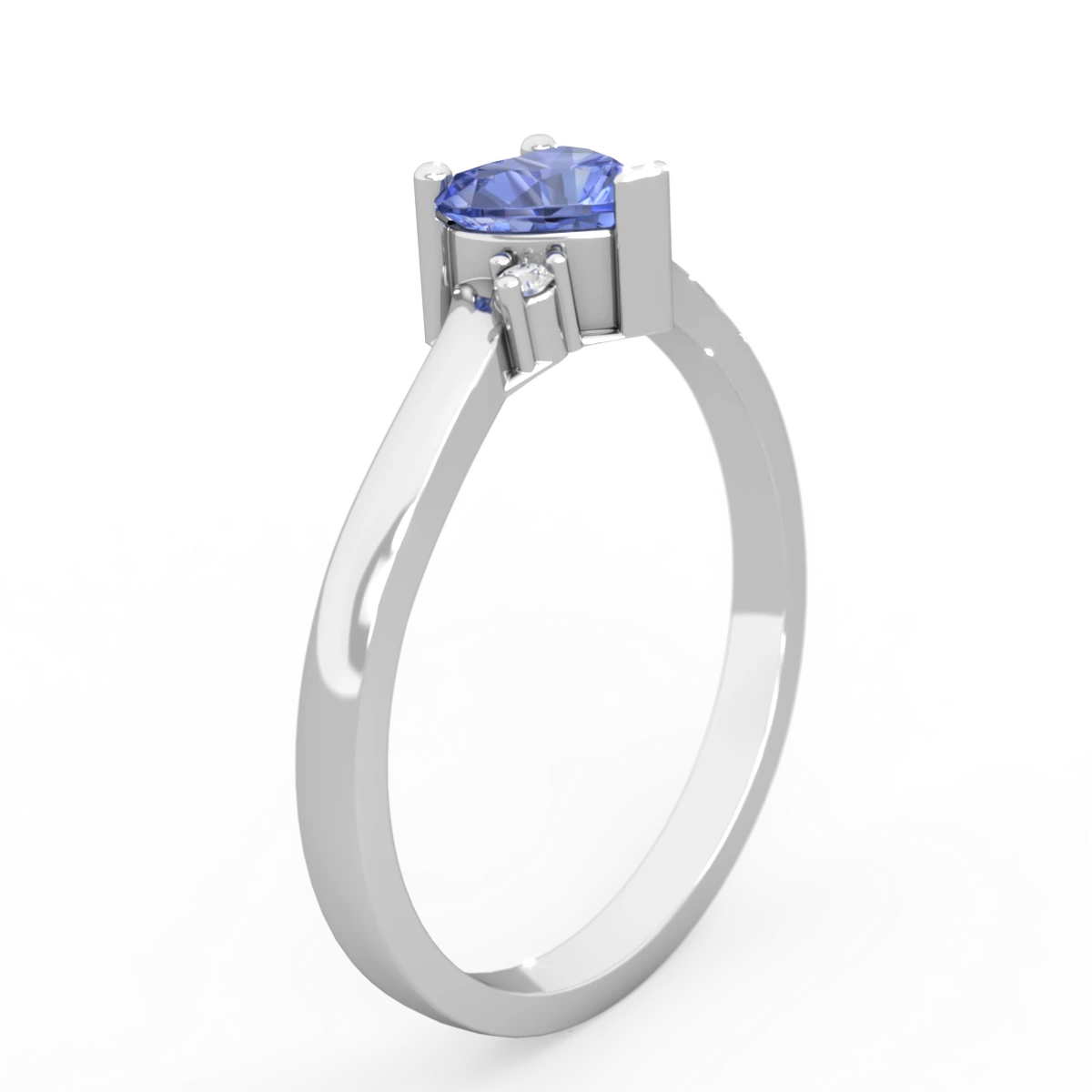 Tanzanite Delicate Heart 14K White Gold ring R0203