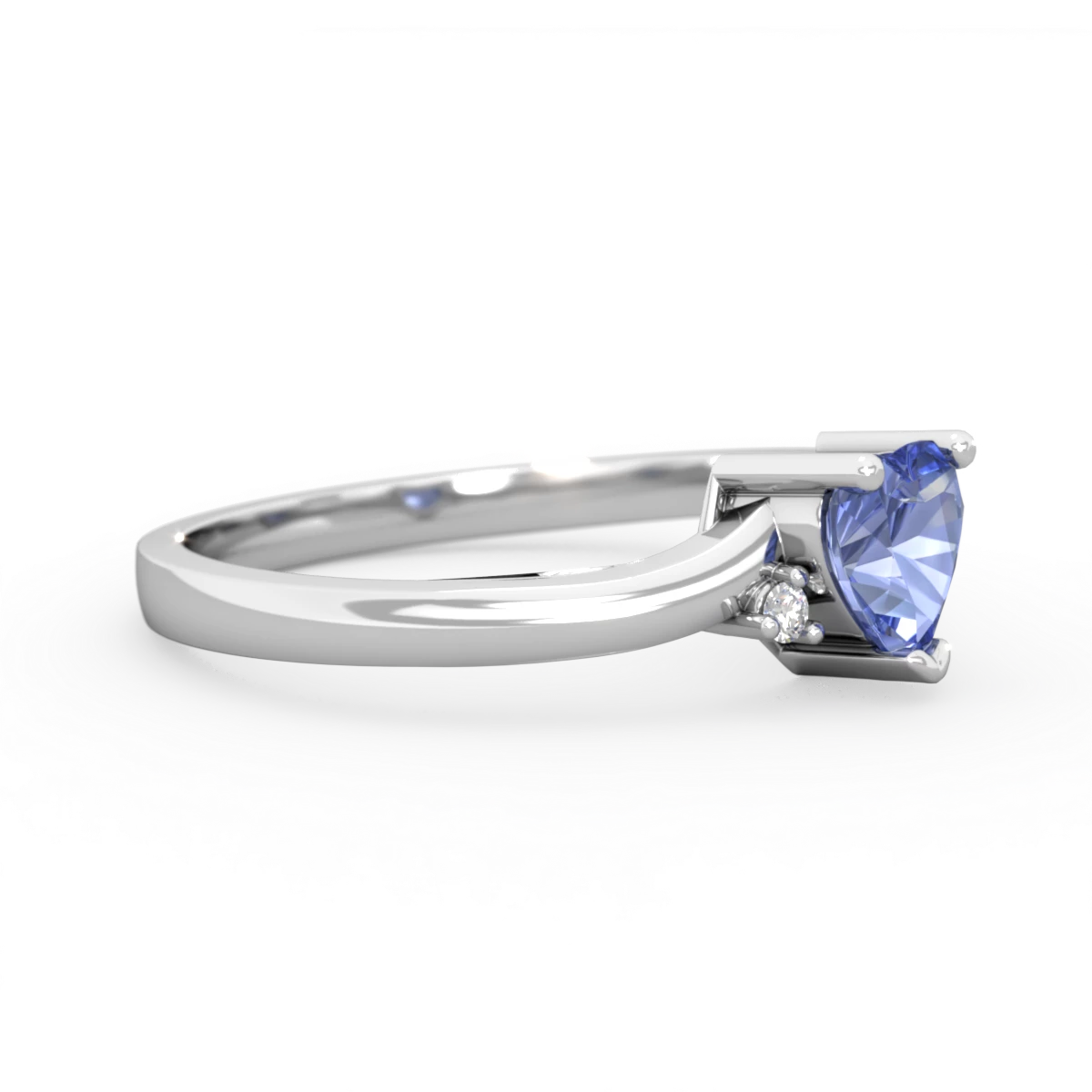Tanzanite Delicate Heart 14K White Gold ring R0203