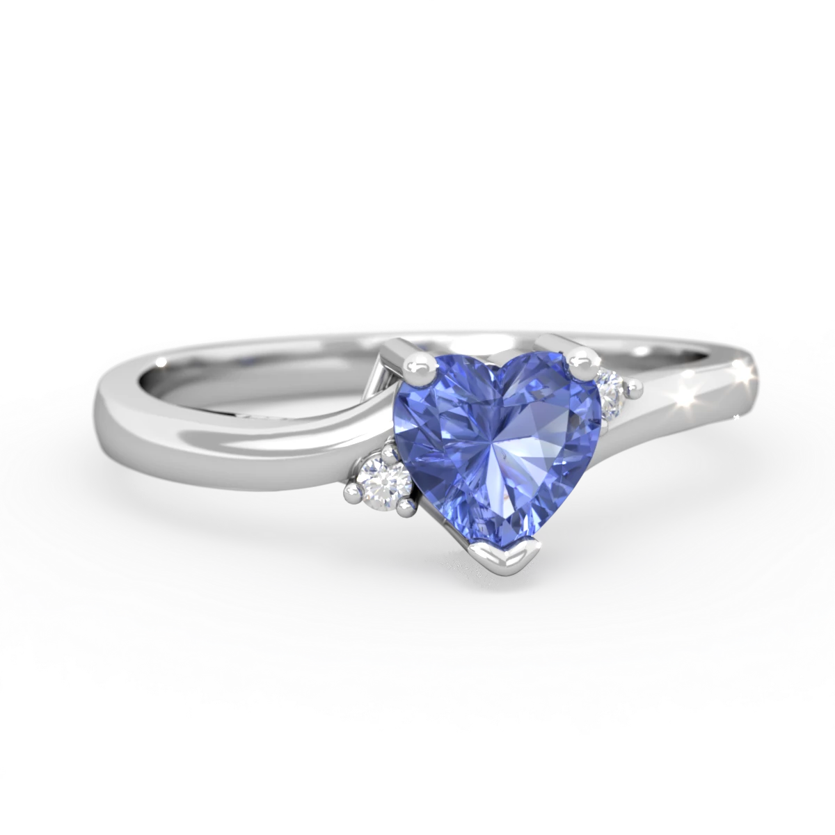 Tanzanite Delicate Heart 14K White Gold ring R0203