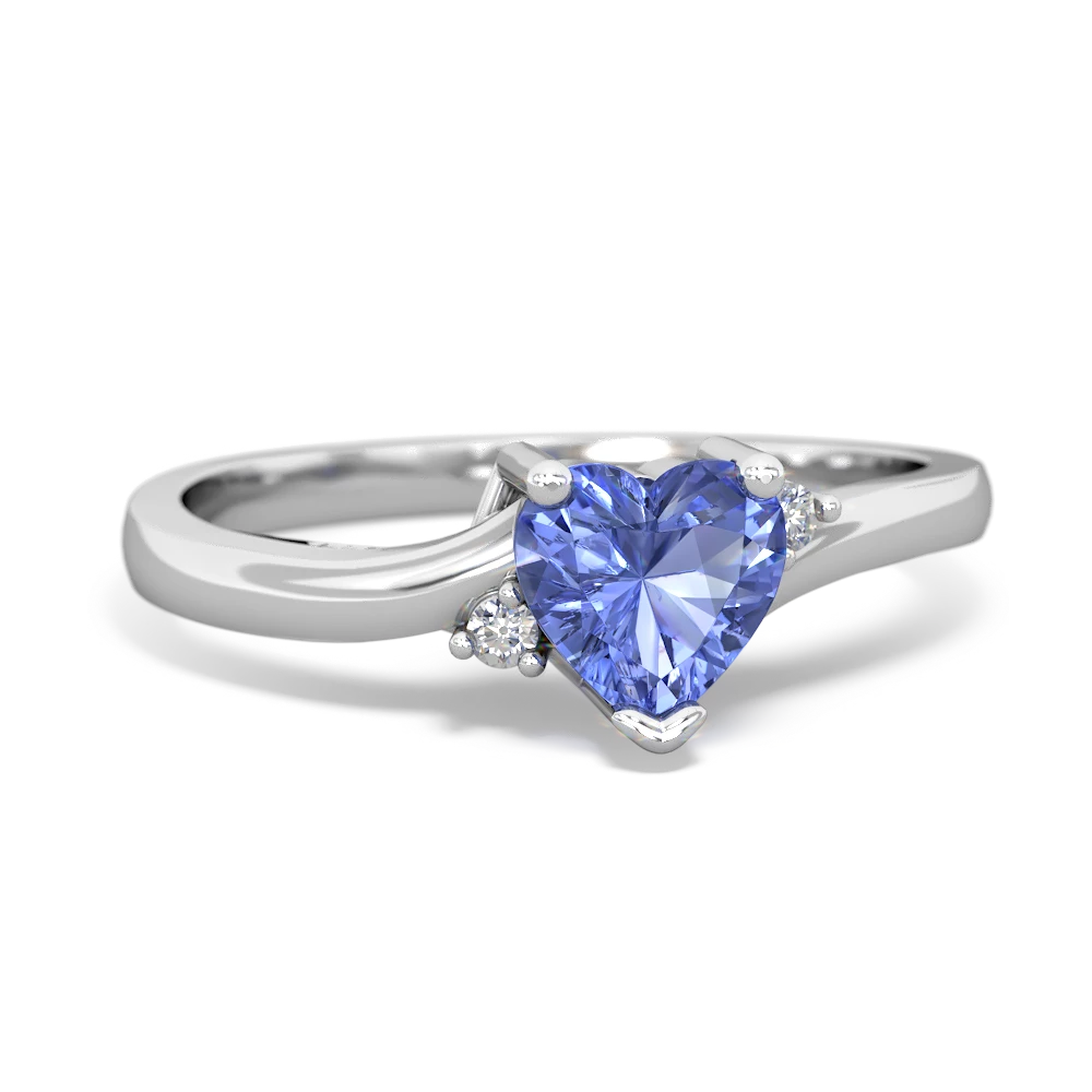 Tanzanite Delicate Heart 14K White Gold ring R0203