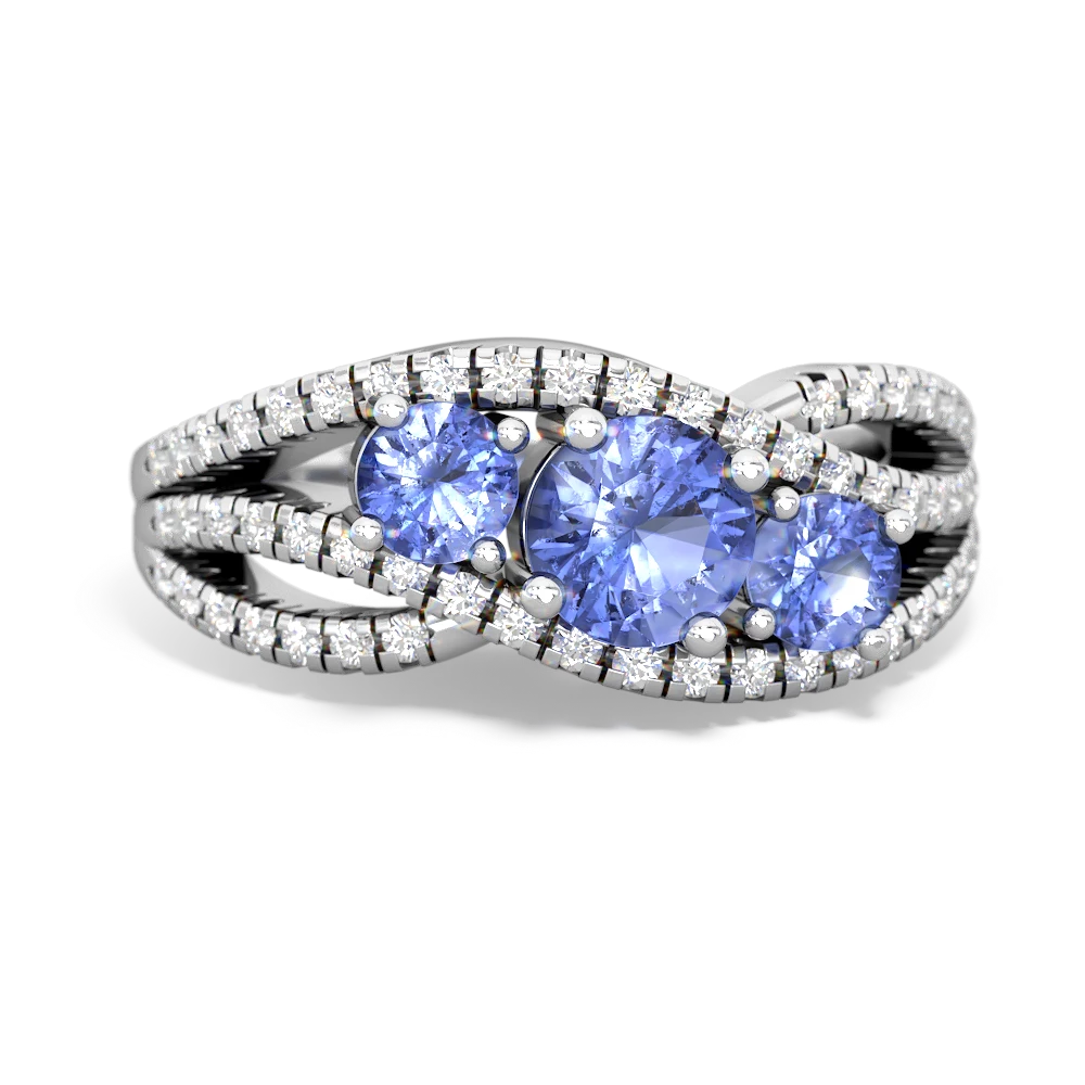 Tanzanite Three Stone Aurora 14K White Gold ring R3080