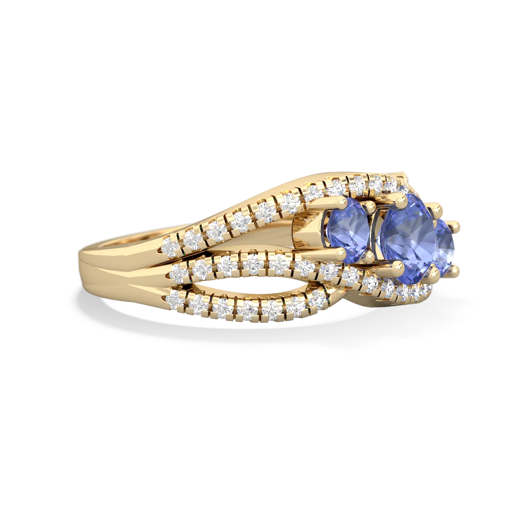 Tanzanite Three Stone Aurora 14K Yellow Gold ring R3080