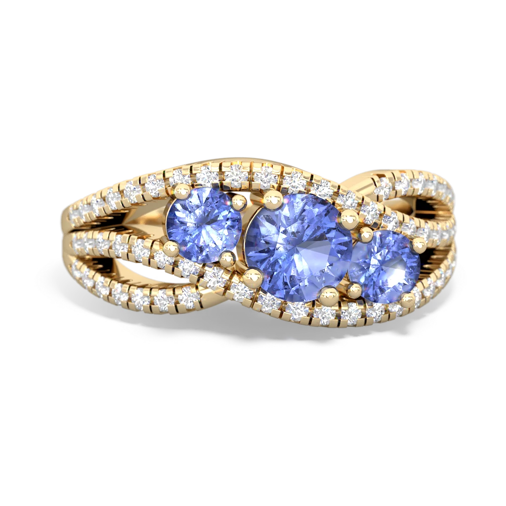 Tanzanite Three Stone Aurora 14K Yellow Gold ring R3080