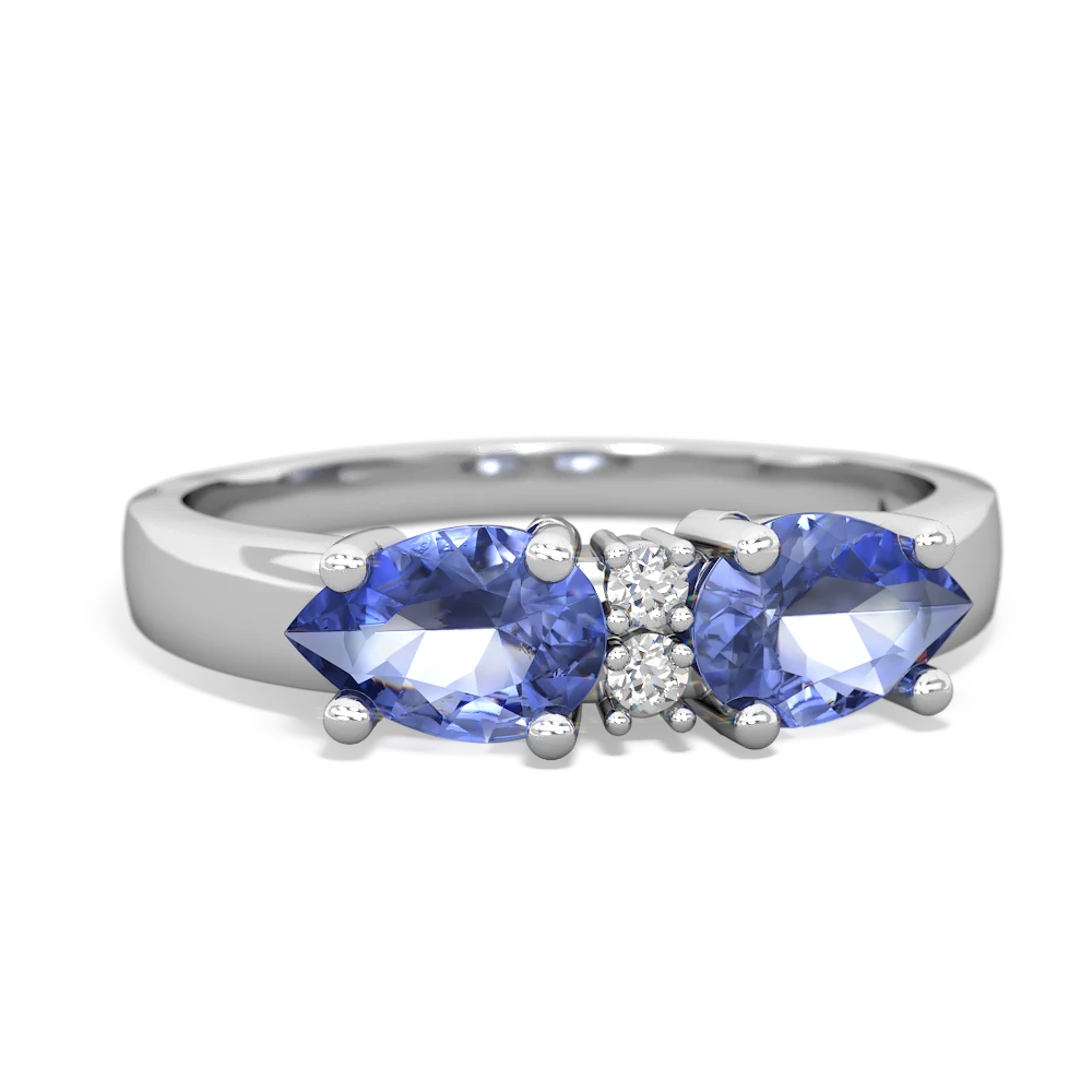 Tanzanite Pear Bowtie 14K White Gold ring R0865