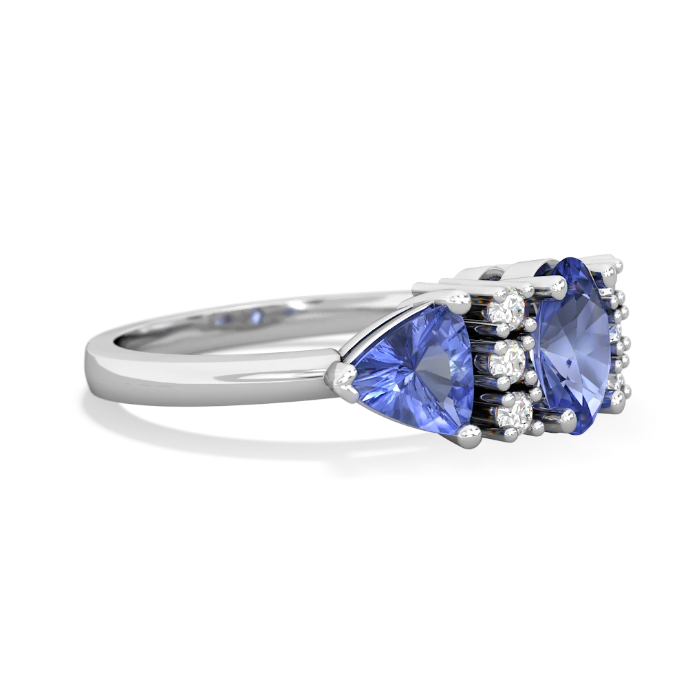 Tanzanite Antique Style Three Stone 14K White Gold ring R2186