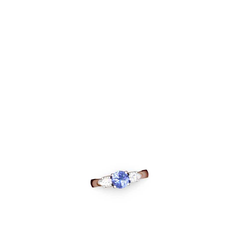 Tanzanite Diamond Three Stone Round Trellis 14K White Gold ring R4018