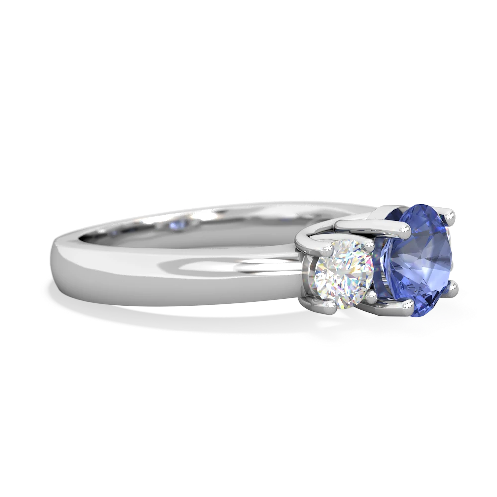 Tanzanite Diamond Three Stone Round Trellis 14K White Gold ring R4018