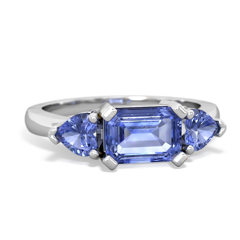 Tanzanite Three Stone 14K White Gold ring R5235