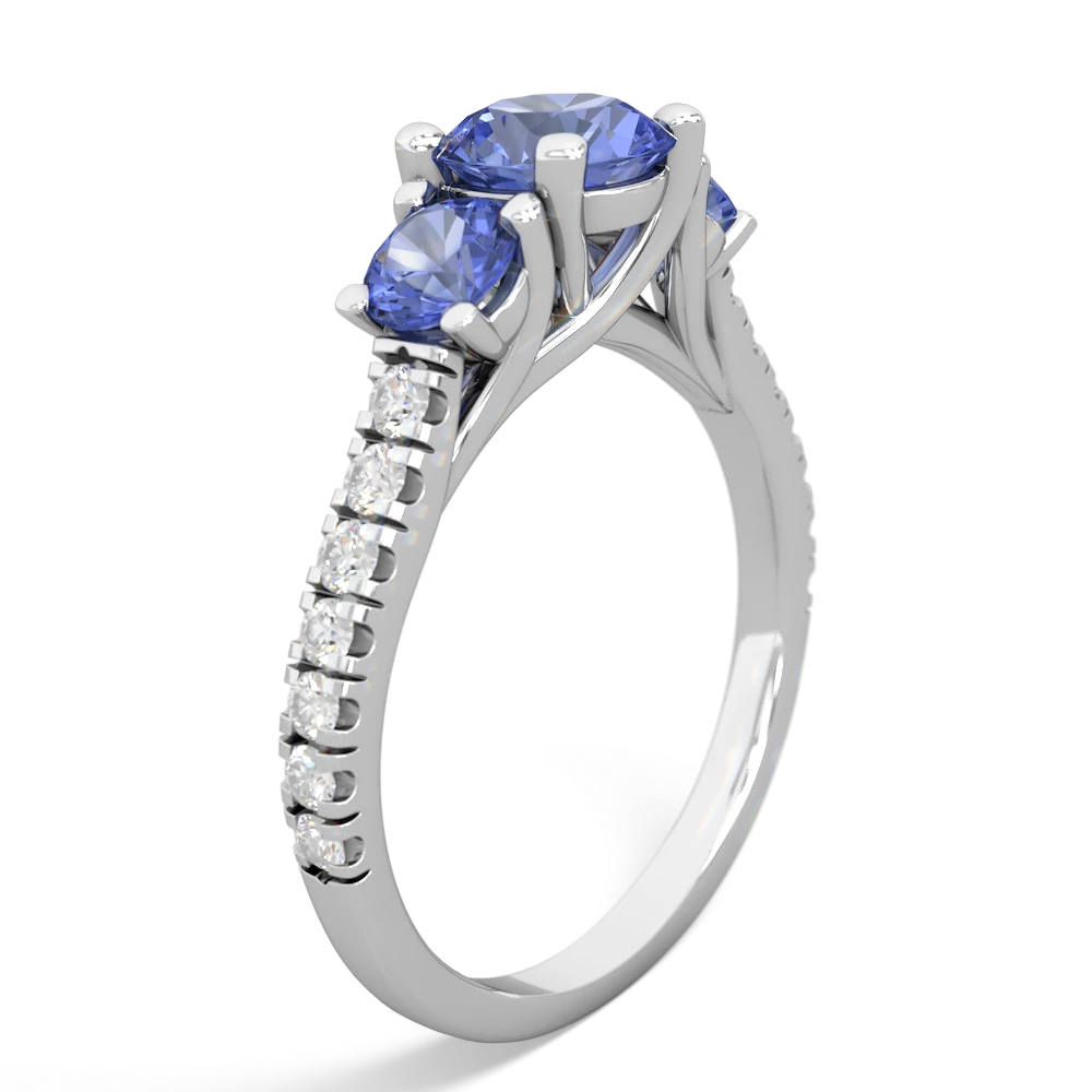 Tanzanite Pave Trellis 14K White Gold ring R5500