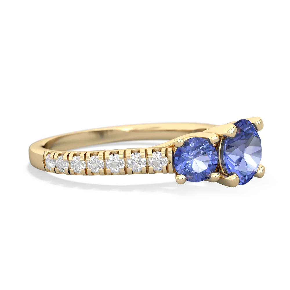 Tanzanite Pave Trellis 14K Yellow Gold ring R5500