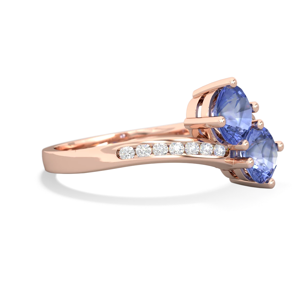 Tanzanite Channel Set Two Stone 14K Rose Gold ring R5303