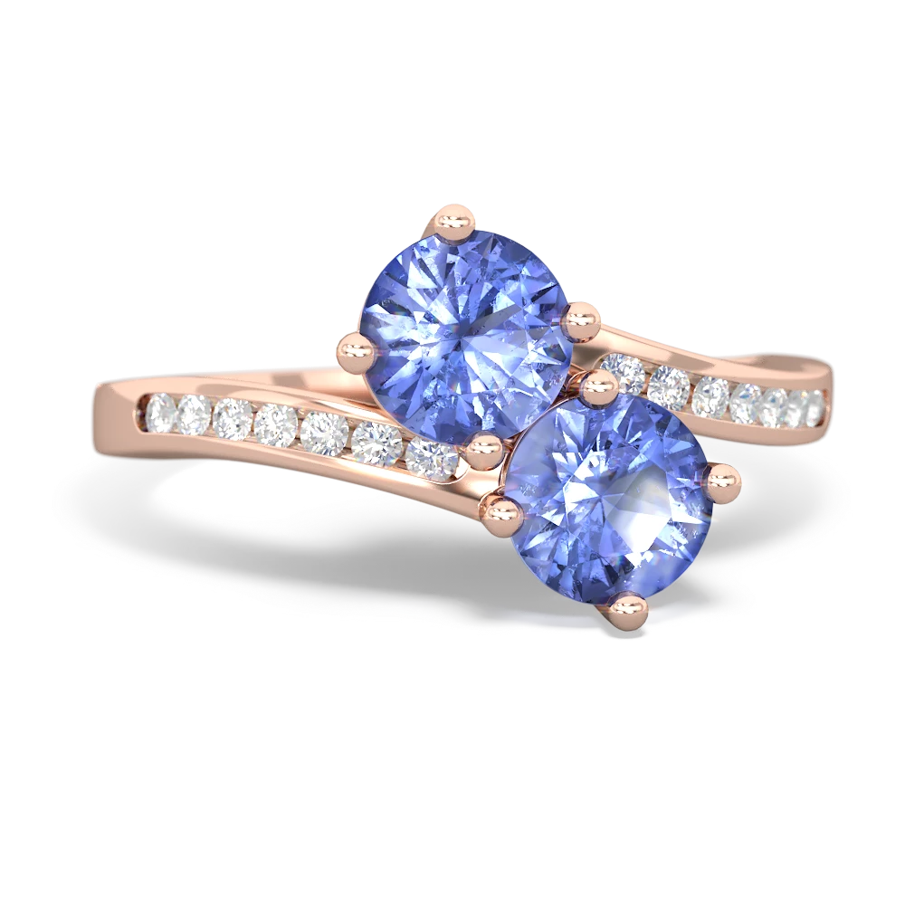 Tanzanite Channel Set Two Stone 14K Rose Gold ring R5303