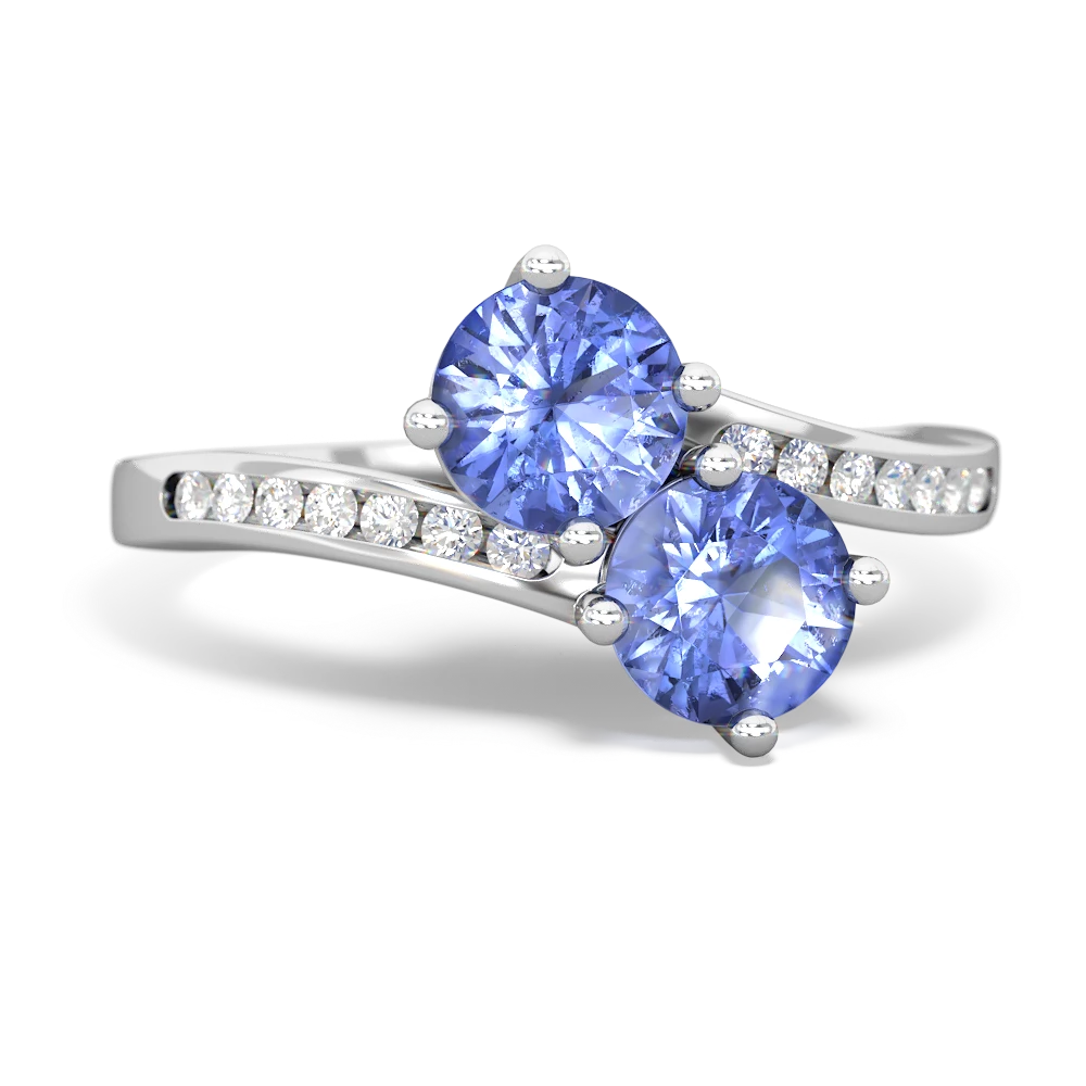 Tanzanite Channel Set Two Stone 14K White Gold ring R5303