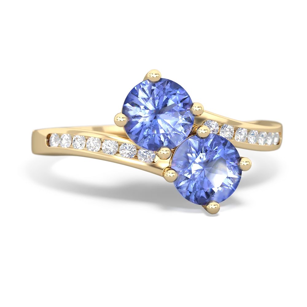 Tanzanite Channel Set Two Stone 14K Yellow Gold ring R5303