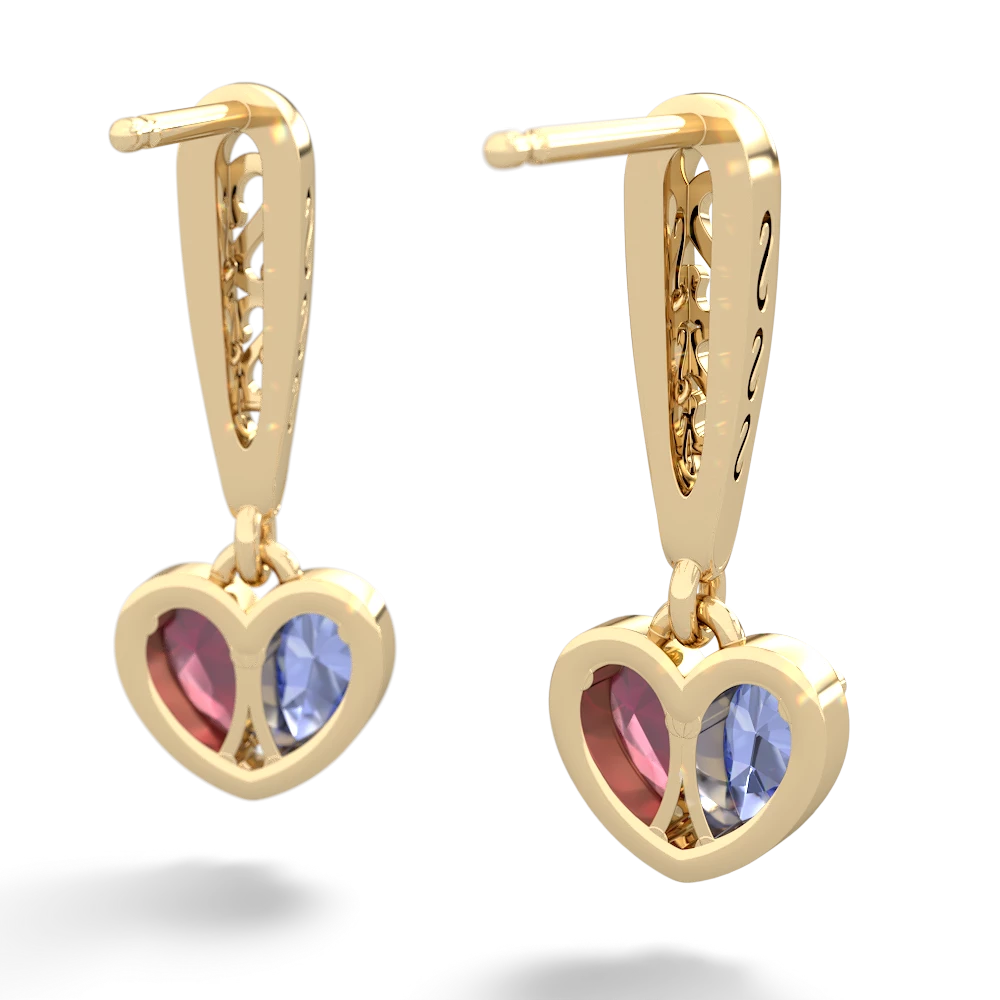 Tanzanite Filligree Heart 14K Yellow Gold earrings E5070