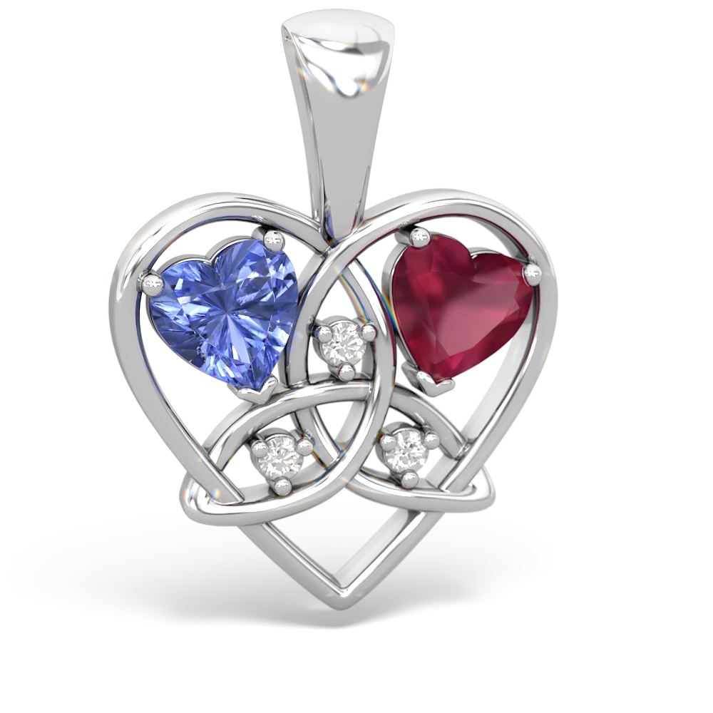 Tanzanite Celtic Trinity Heart 14K White Gold pendant P5331