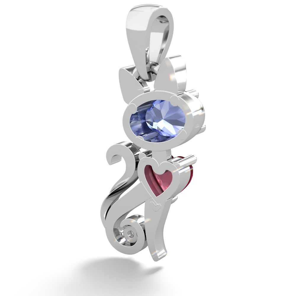 Tanzanite Kitten 14K White Gold pendant P5780