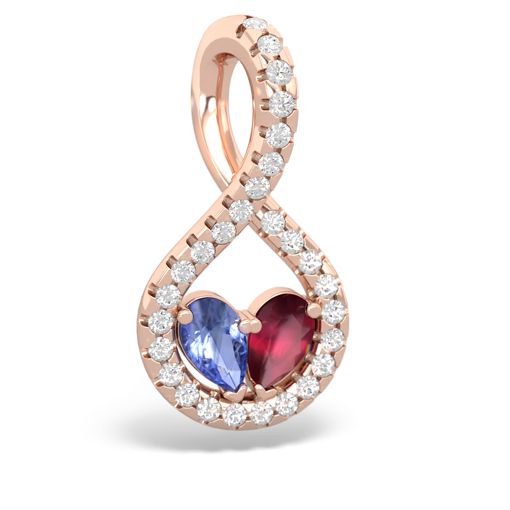 Tanzanite Pave Twist 'One Heart' 14K Rose Gold pendant P5360