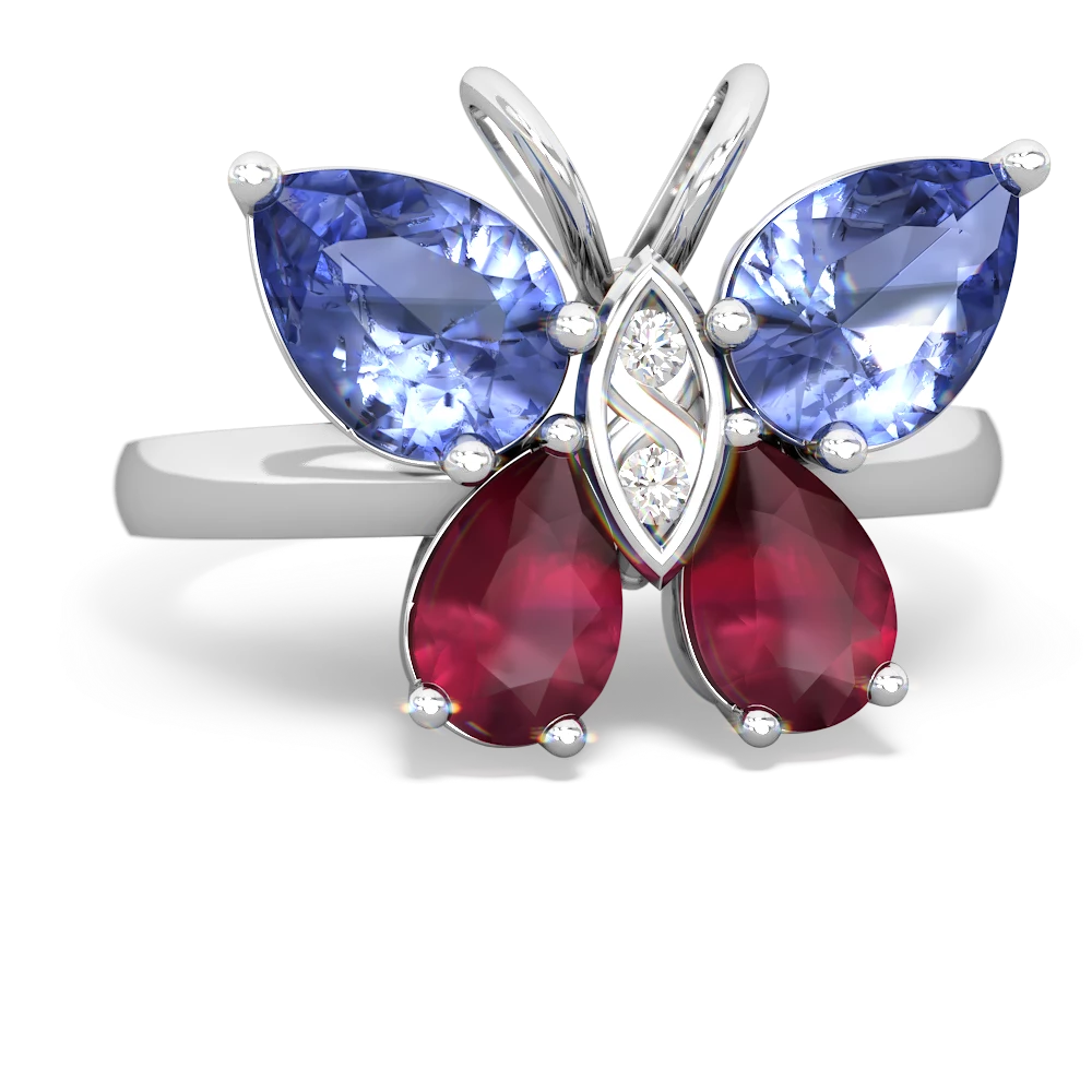 Tanzanite Butterfly 14K White Gold ring R2215