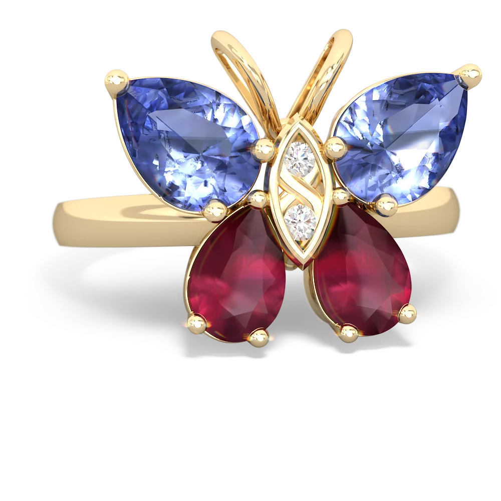 Tanzanite Butterfly 14K Yellow Gold ring R2215