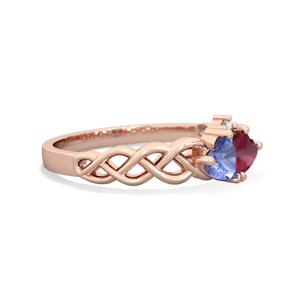 Tanzanite Heart To Heart Braid 14K Rose Gold ring R5870